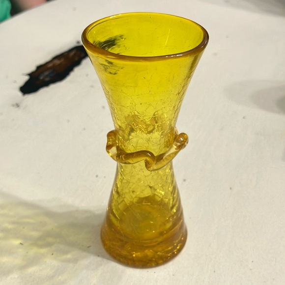 Accents Vase Crackle Glass Blenko Ribbon Vase Bright Yellow Poshmark